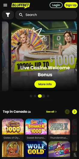 Bluffbet mobile lobby