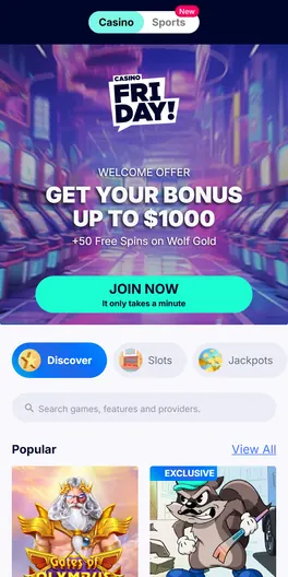 CasinoFriday mobile lobby
