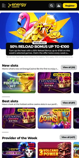 EnergyCasino mobile lobby