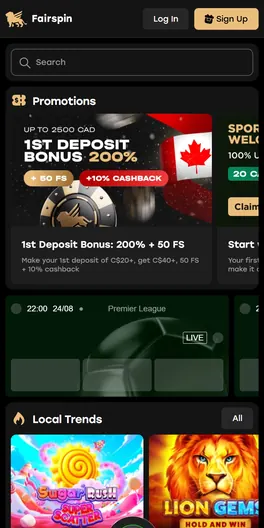 Fairspin mobile lobby