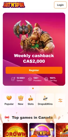 HitNSpin mobile lobby