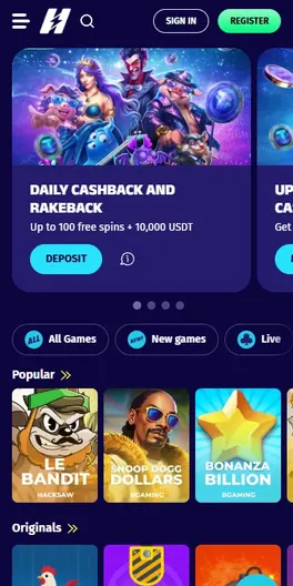 HyperLucky mobile lobby