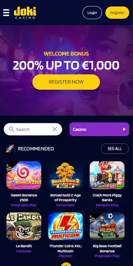 Joki Casino mobile lobby
