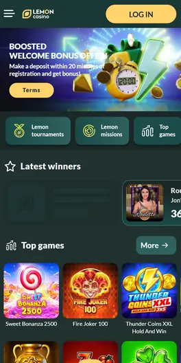 Lemon Casino mobile lobby