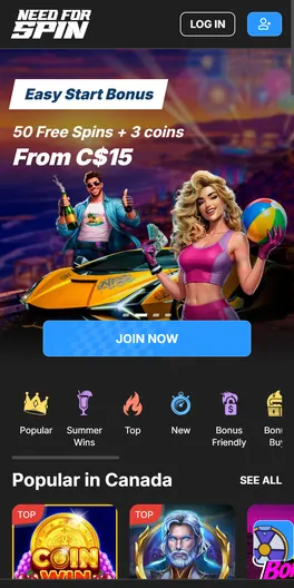 Need For Spin mobile lobby