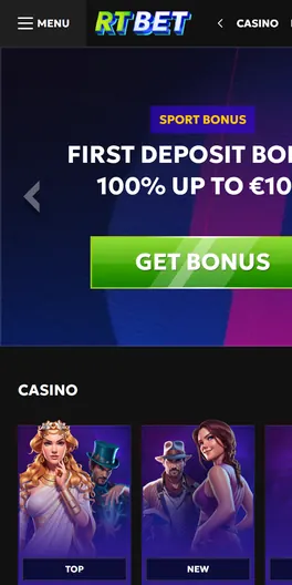 RTbet mobile lobby