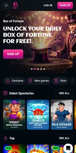 SpinsUP mobile lobby